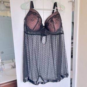 Daisy Fuentes Pink and Black Babydoll Lingerie